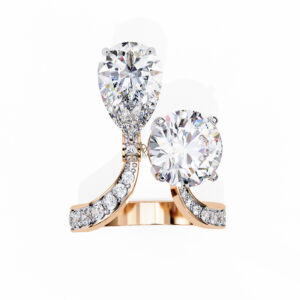 Pear & Round Moissanite Engagement Ring For Women
