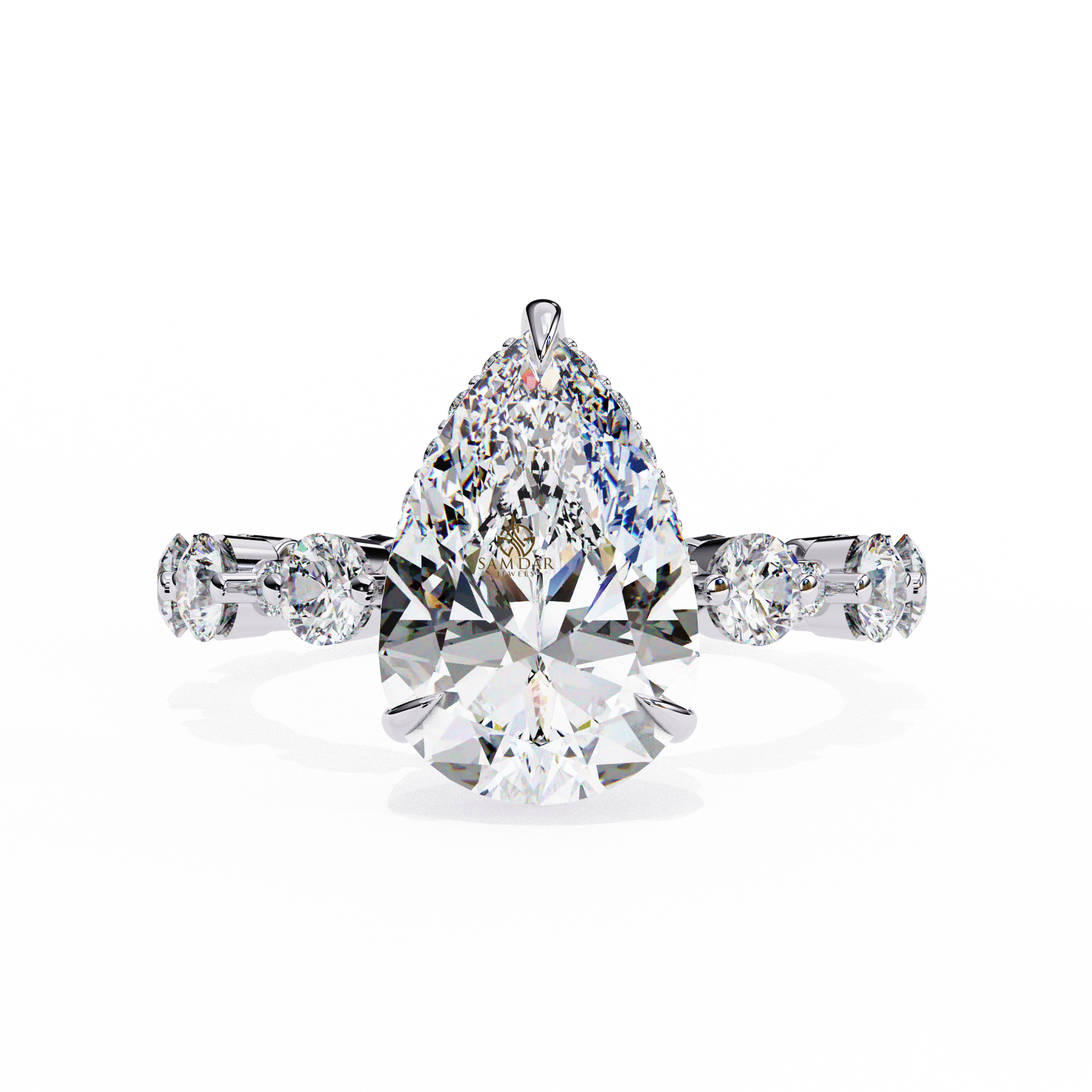 Pear Moissanite Engagement Ring For Women - Image 3