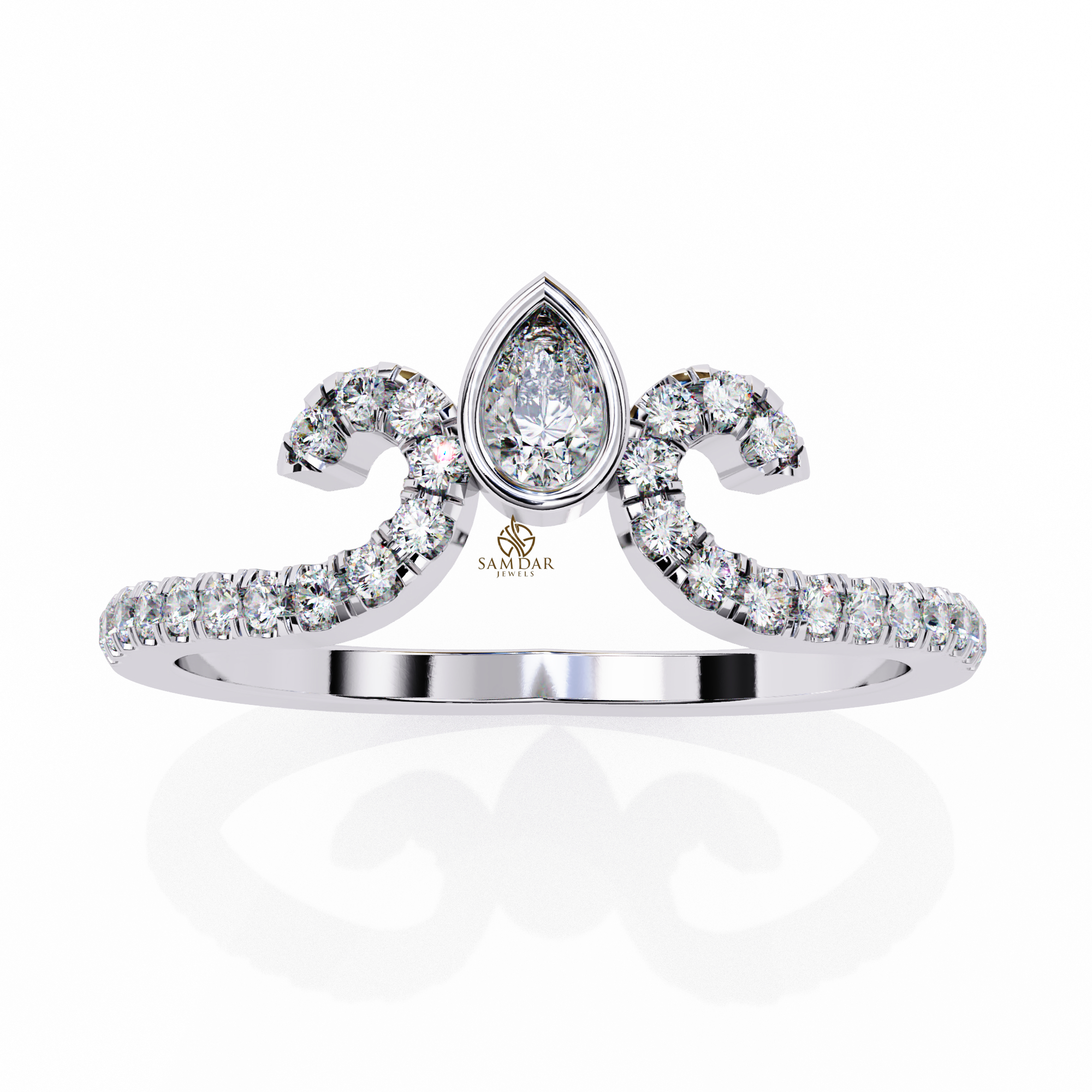 Pear Moissanite Engagement Ring For Women - Image 3