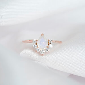 Pear Cut Moonstone Engagement Ring for Women