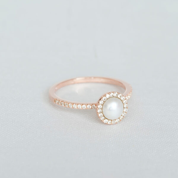 Round Pearl Engagement Ring for Women - Image 2