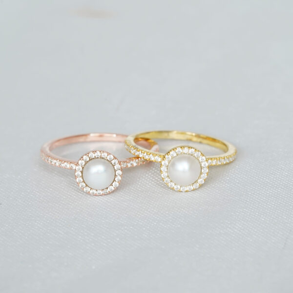 Round Pearl Engagement Ring for Women - Image 5