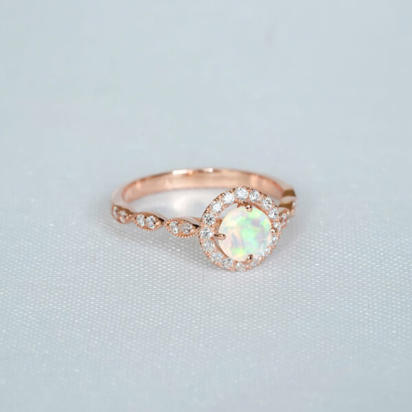 Round Opal Engagement Ring for Women - Image 3