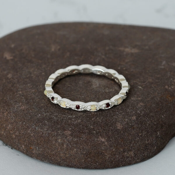 Opal & Ruby Wedding Band For Women