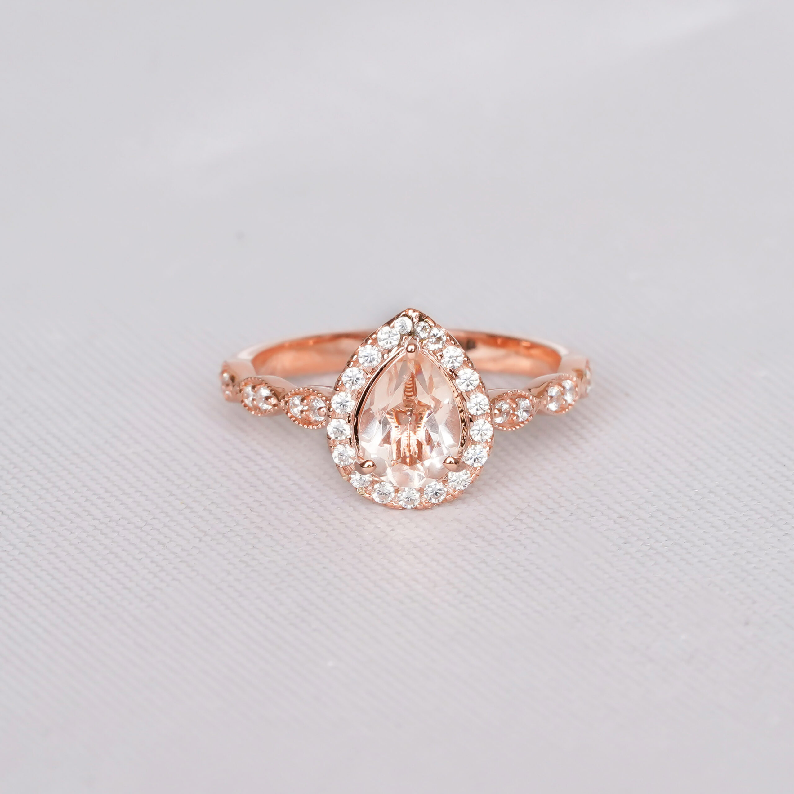 Pear Cut Morganite Ring for Women - Image 2