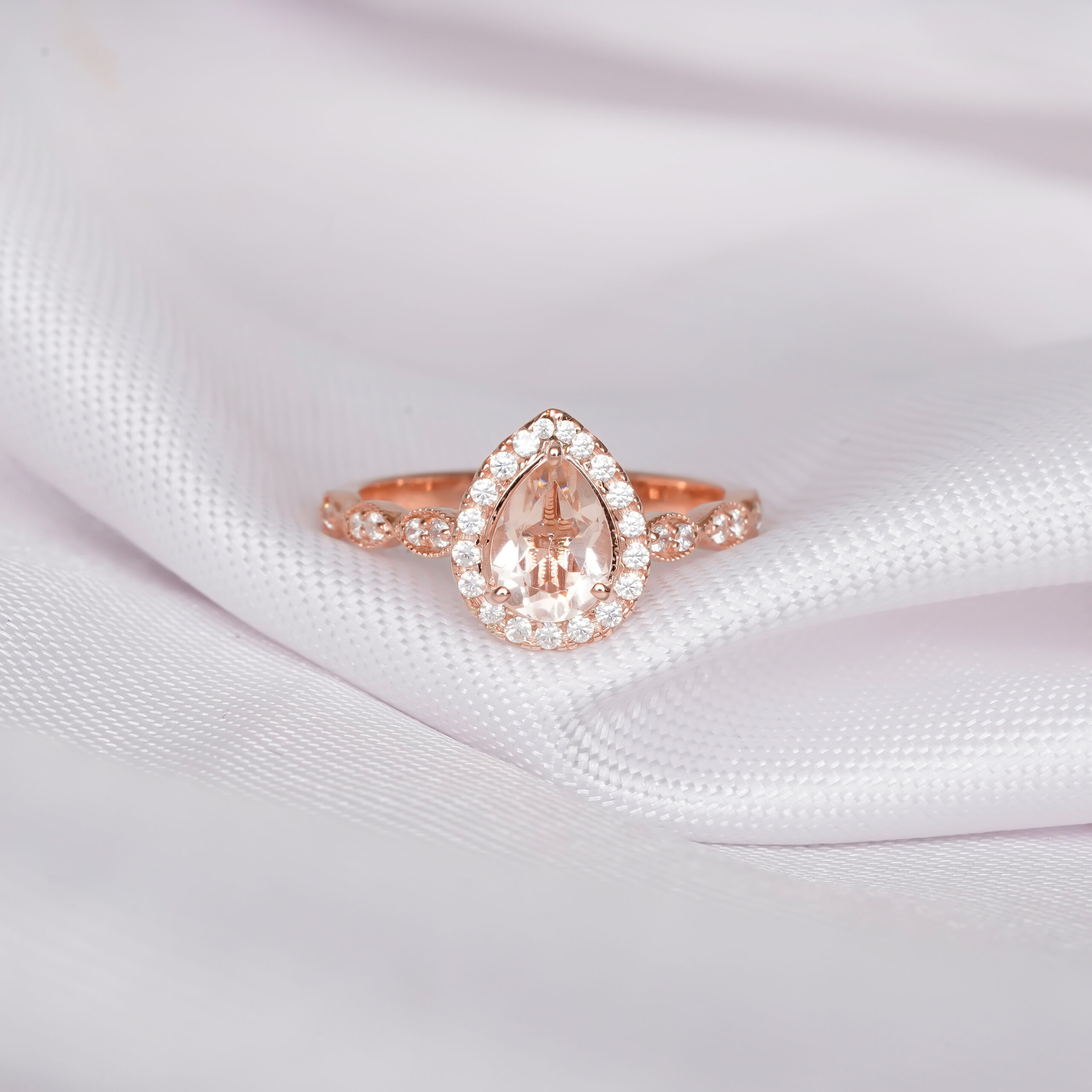 Pear Cut Morganite Ring for Women