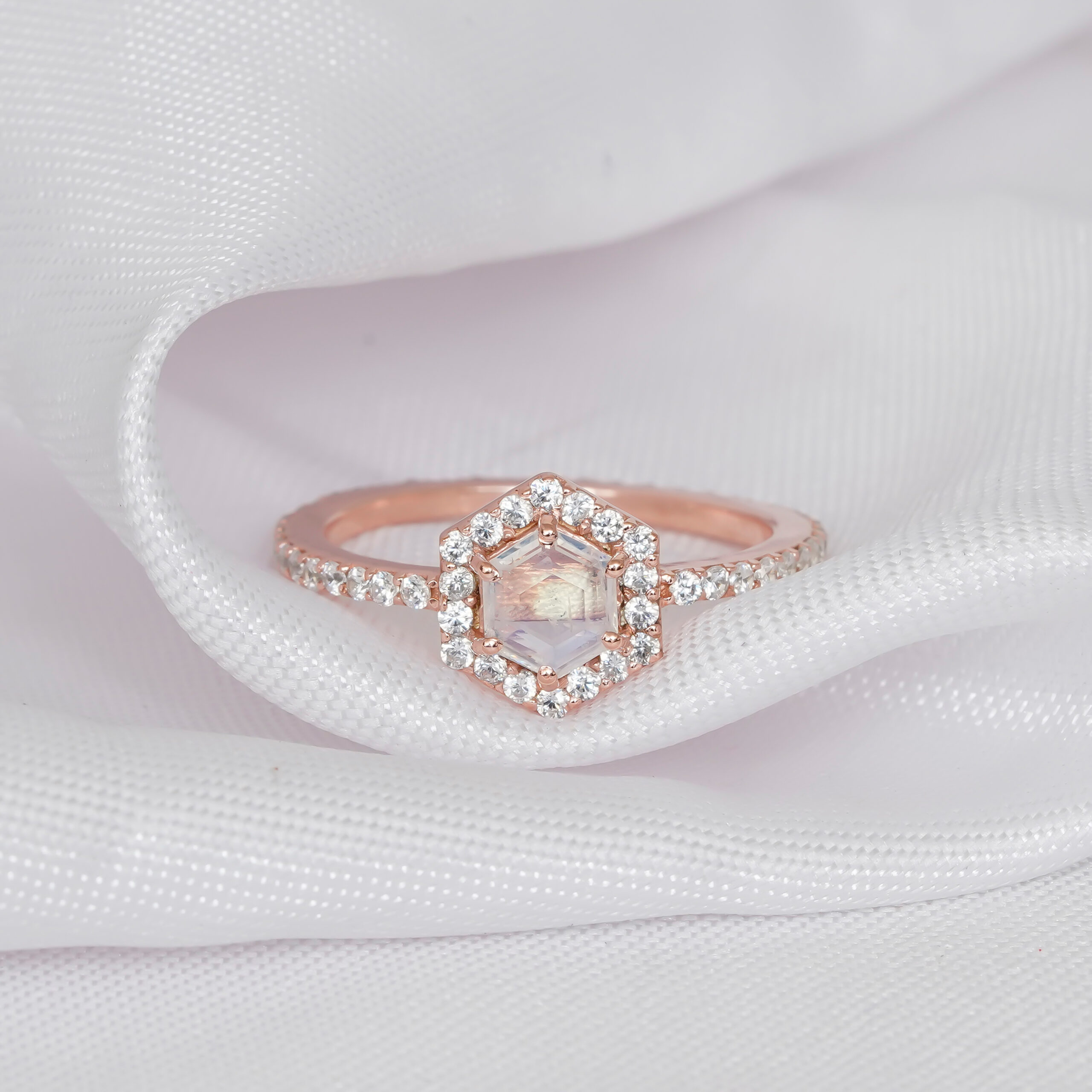 Hexagone Moonstone Ring for Women