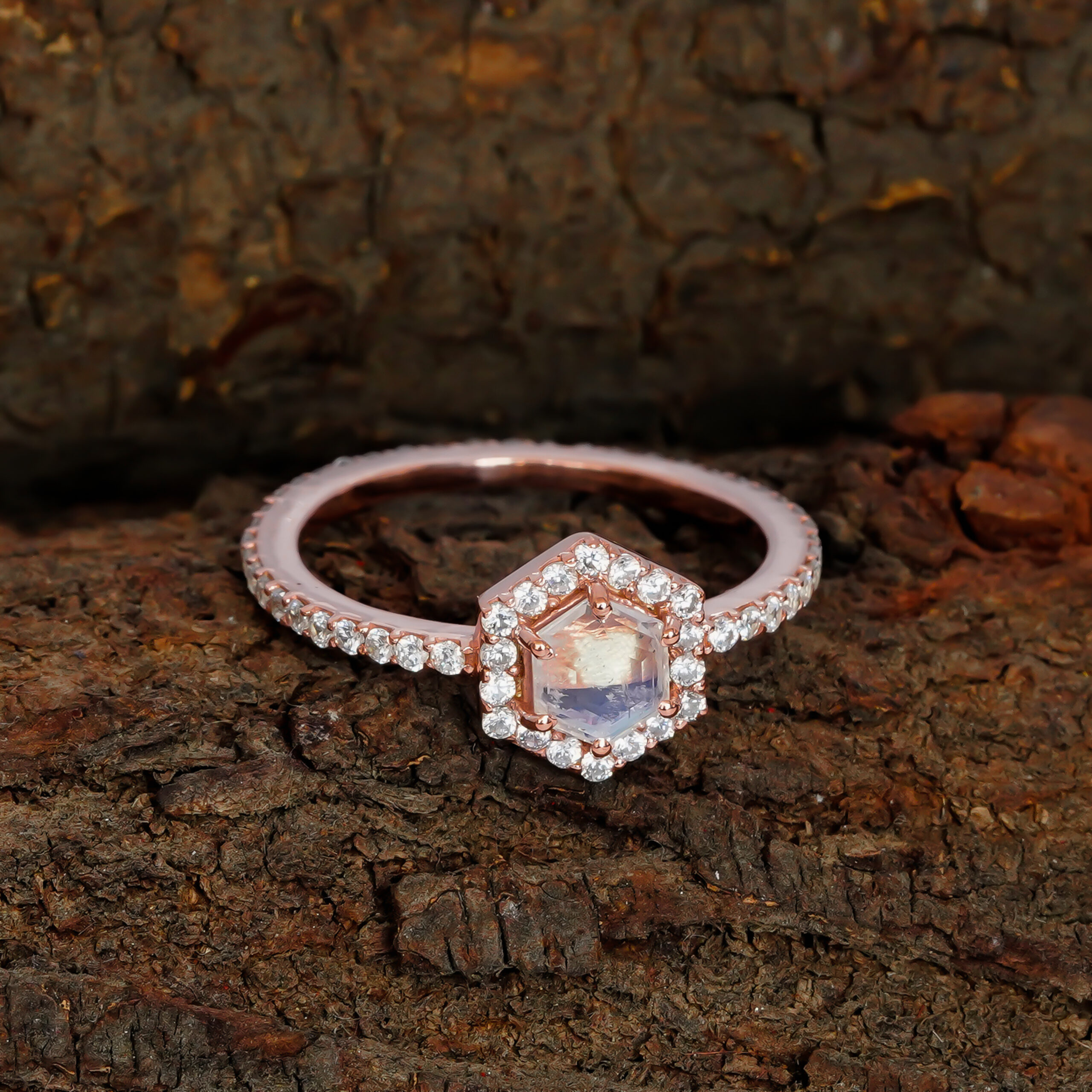 Hexagone Moonstone Ring for Women - Image 6