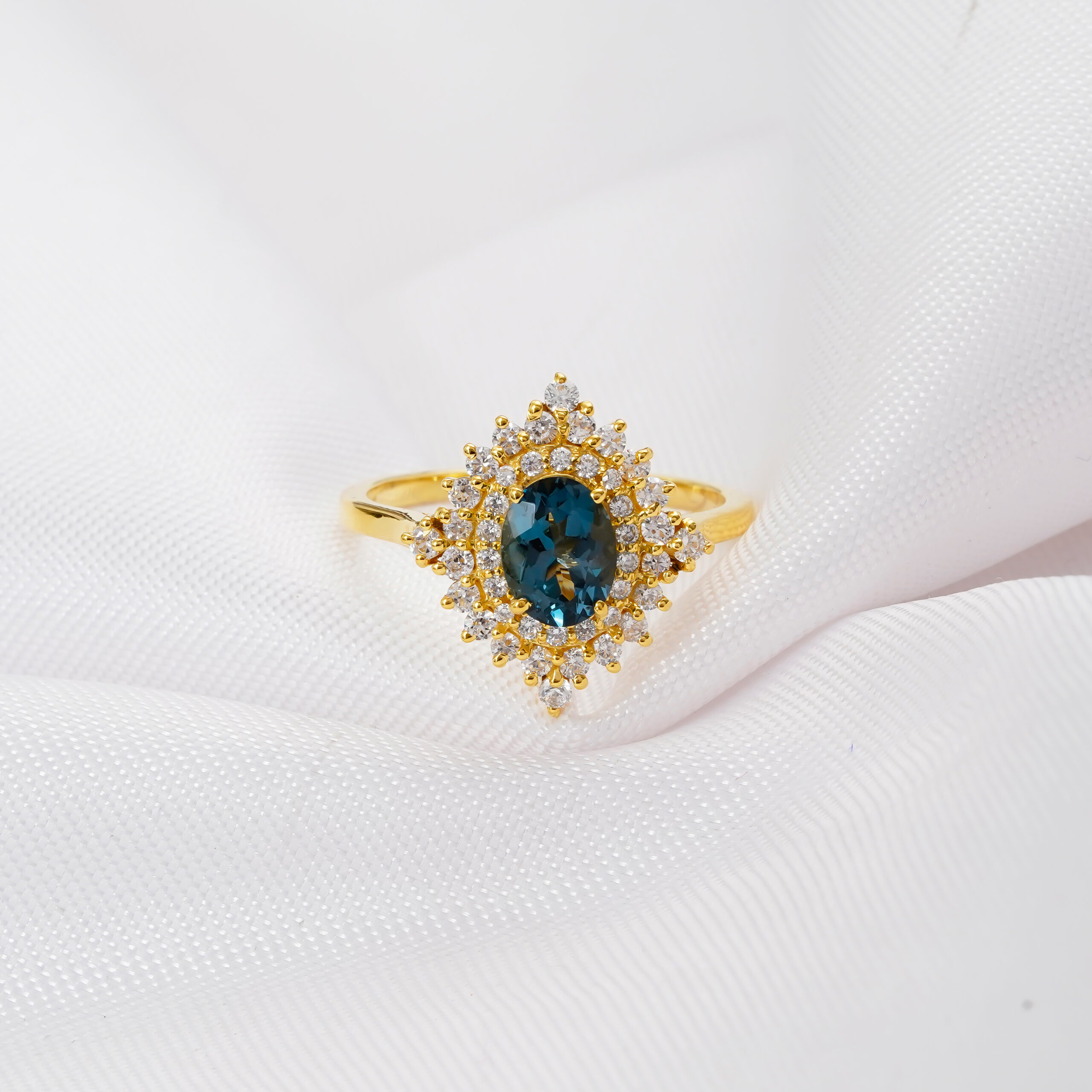 Oval Blue Topaz Ring for Women