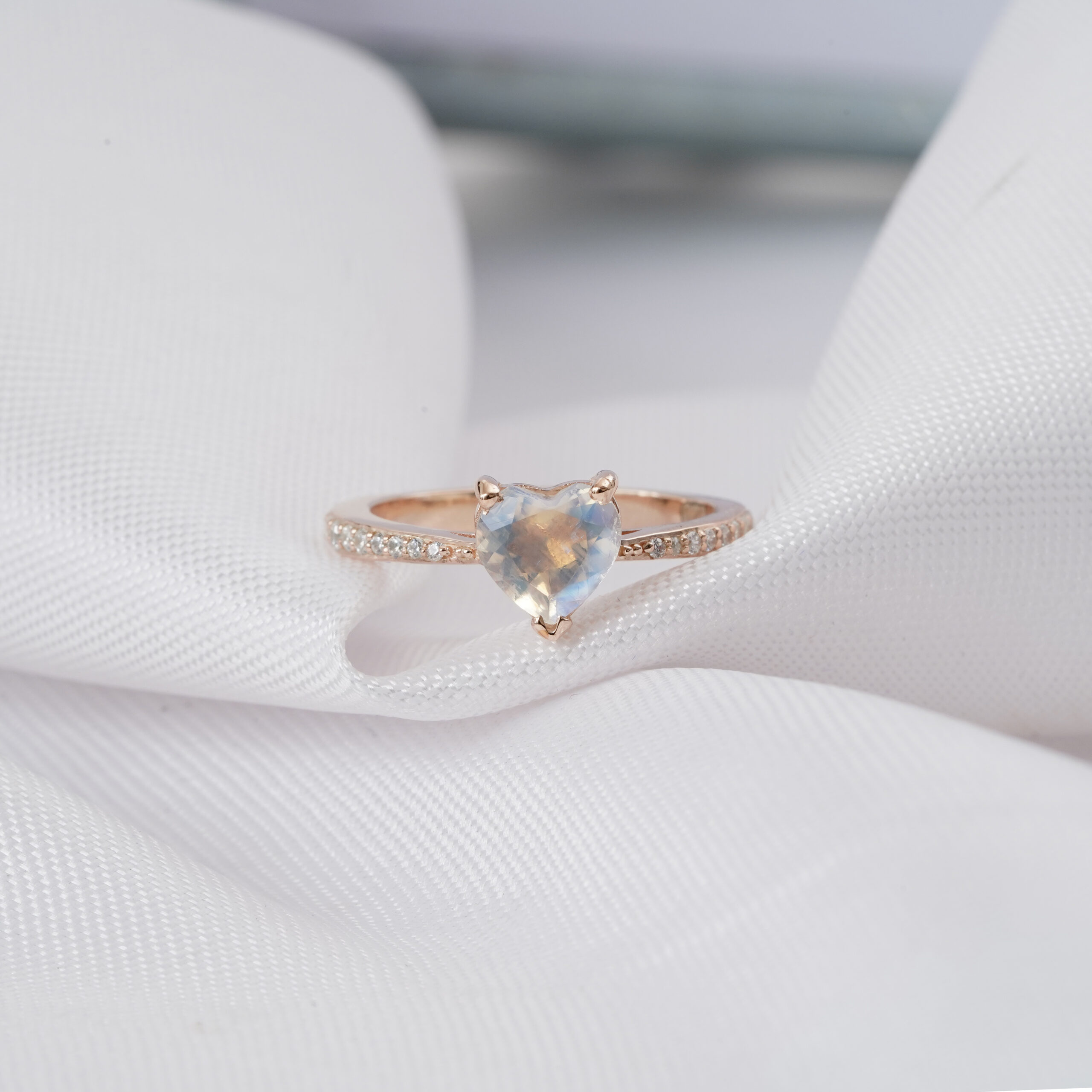 Heart Cut Moonstone Ring for Women