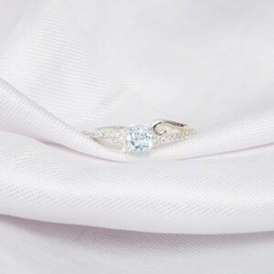 Round Aquamarine Engagement Ring for Women