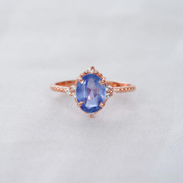 Blue Sapphire Engagement Ring Set For Women - Image 3