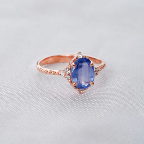 Blue Sapphire Engagement Ring Set For Women - Image 4