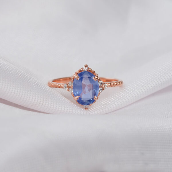 Blue Sapphire Engagement Ring Set For Women - Image 5