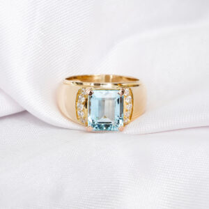 Emerald Cut Aquamarine Ring for Women