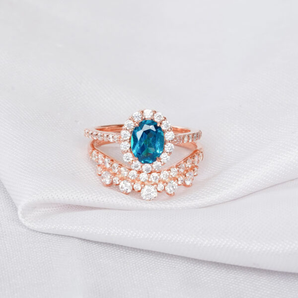 Blue Topaz Engagement Ring Set For Women