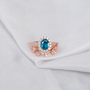 Blue Topaz Engagement Ring Set For Women