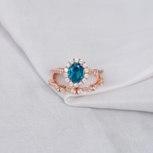 Blue Topaz Engagement Ring Set For Women