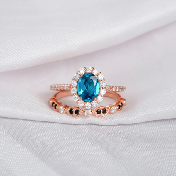 Blue Topaz Engagement Ring Set For Women