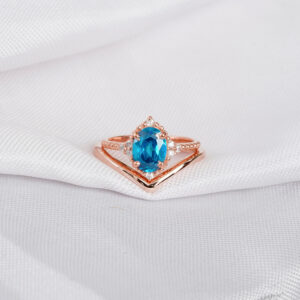 Blue Topaz Engagement Ring Set For Women