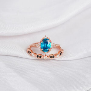 Blue Topaz Engagement Ring Set For Women