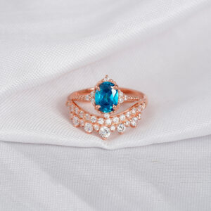 Blue Topaz Engagement Ring Set For Women