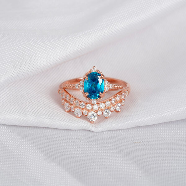 Blue Topaz Engagement Ring Set For Women