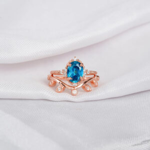Blue Topaz Engagement Ring Set For Women
