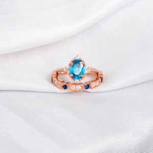 Blue Topaz Engagement Ring Set For Women