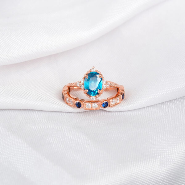 Blue Topaz Engagement Ring Set For Women
