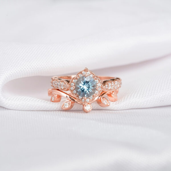 Aquamarine Engagement Ring Set For Women
