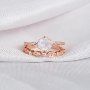 Moonstone Engagement Ring Set For Women
