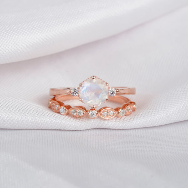 Moonstone Engagement Ring Set For Women