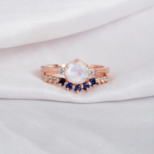 Moonstone Engagement Ring Set For Women
