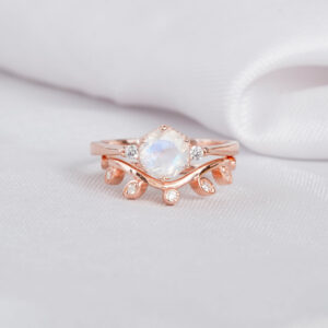 Moonstone Engagement Ring Set For Women