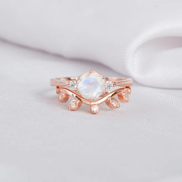Moonstone Engagement Ring Set For Women