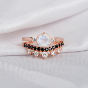 Moonstone Engagement Ring Set For Women