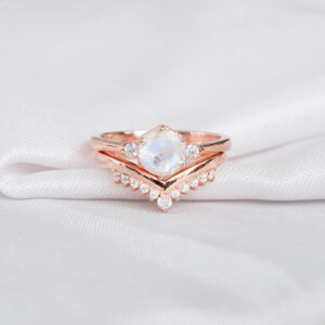 Moonstone Engagement Ring Set For Women