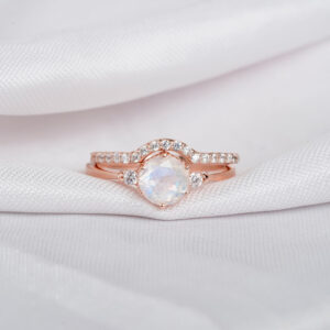 Moonstone Engagement Ring Set For Women