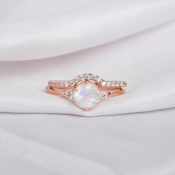 Moonstone Engagement Ring Set For Women