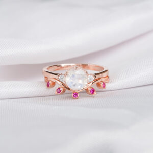 Moonstone Engagement Ring Set For Women