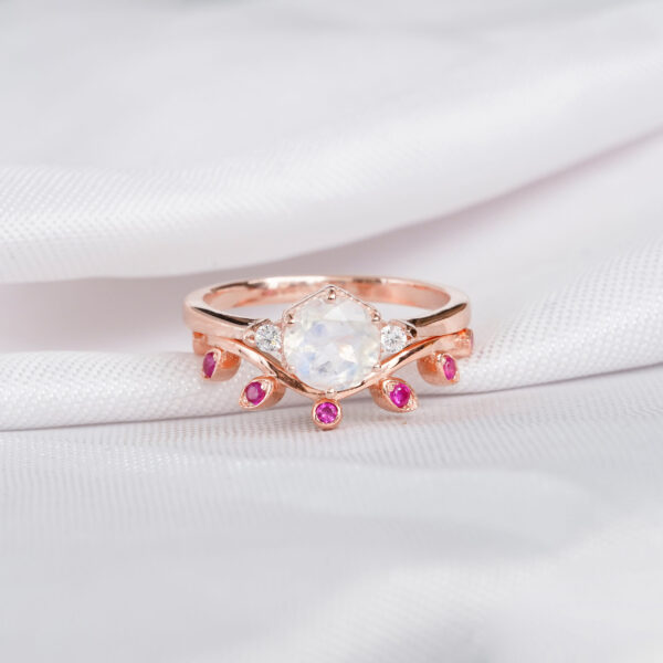 Moonstone Engagement Ring Set For Women