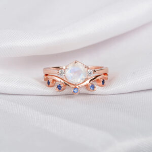 Moonstone Engagement Ring Set For Women