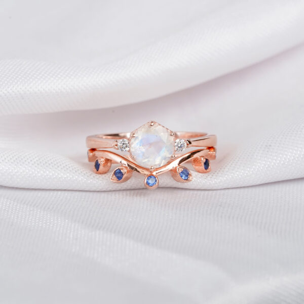Moonstone Engagement Ring Set For Women