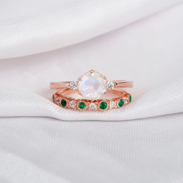 Moonstone Engagement Ring Set For Women - Image 2