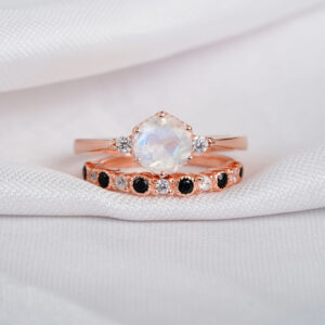 Moonstone Engagement Ring Set For Women