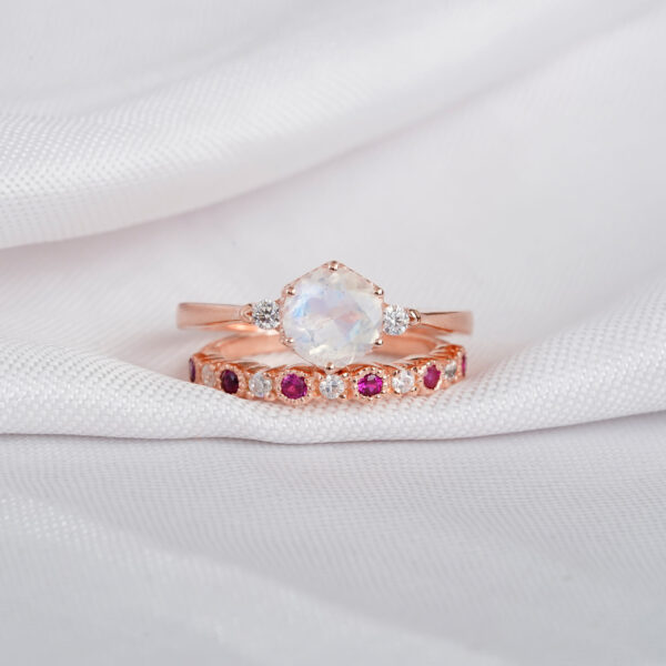 Moonstone Engagement Ring Set For Women
