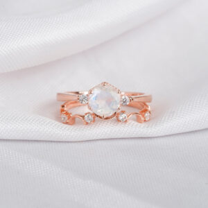 Moonstone Engagement Ring Set For Women
