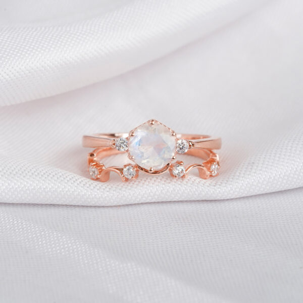 Moonstone Engagement Ring Set For Women