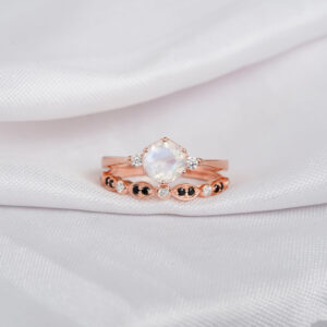 Moonstone Engagement Ring Set For Women